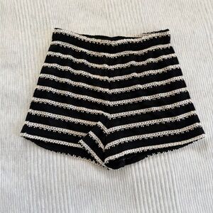 H&M Black and White Striped High Waist Shorts